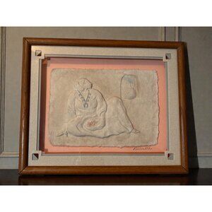 Framed Figi Graphics Priscilla Native American Woman Pueblo Repousse Art Print